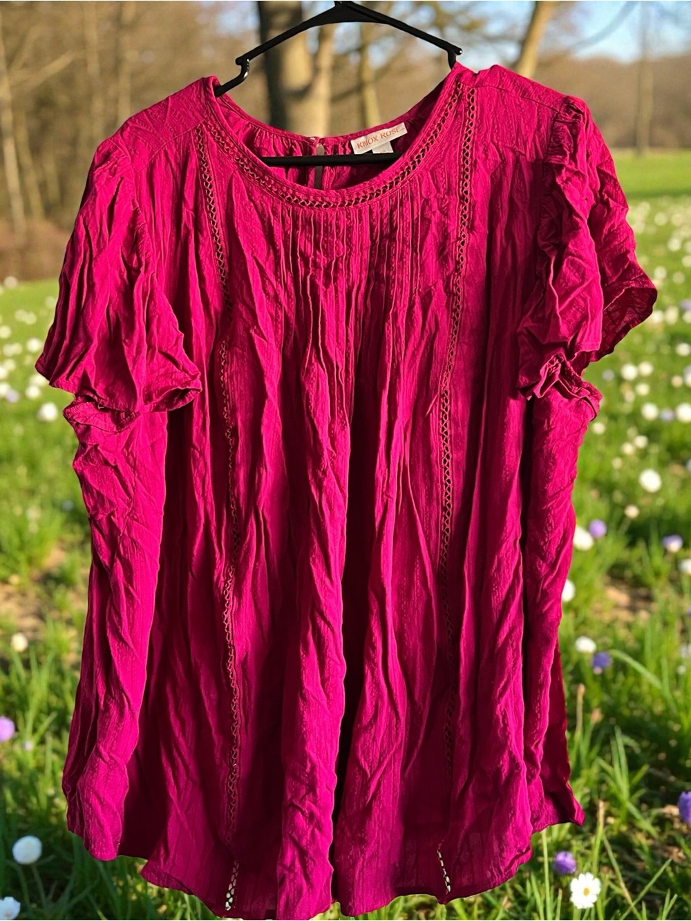 Knox Rose Fuchsia Short Sleeve Boho Blouse